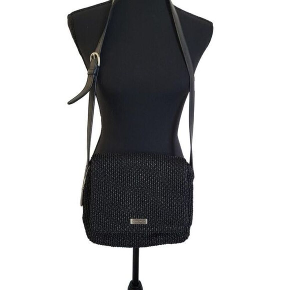 Nine West Vintage‎ Y2K Black Woven Straw Crossbody Shoulder Bag
